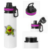 Metallic water bottle with safety lid, 850ml aluminum