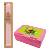 Easter Set, children's snack container PINK & scented flat Easter candle (30cm) (PINK)