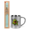 Easter Set, metallic thermal cup (300ml) & aromatic flat Easter candle (30cm) (TURQUOISE)