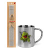 Easter Set, metallic thermal cup (300ml) & Easter aromatic flat candle (30cm) (GRAY)