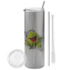 Tumbler stainless steel Silver 600ml, with metal straw & cleaning brush