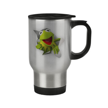 Kermit the frog, Stainless steel travel mug with lid, double wall 450ml