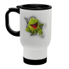 Kermit the frog, Κούπα ταξιδιού ανοξείδωτη με καπάκι, διπλού τοιχώματος (θερμό) λευκή 450ml