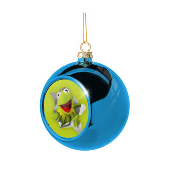 Kermit the frog, Blue Christmas tree ball ornament 8cm