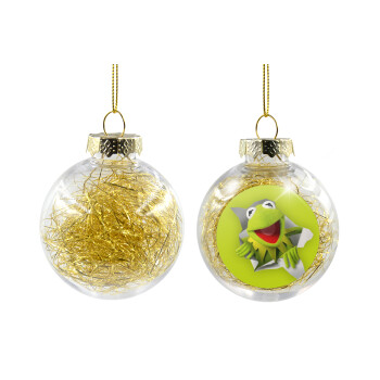 Kermit the frog, Χριστουγεννιάτικη μπάλα δένδρου διάφανη με χρυσό γέμισμα 8cm