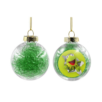 Kermit the frog, Χριστουγεννιάτικη μπάλα δένδρου διάφανη με πράσινο γέμισμα 8cm