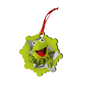 Kermit the frog, Christmas ornament snowflake wooden 7.5cm