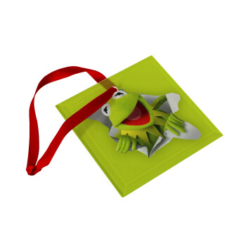 Kermit the frog, Christmas ornament, glass square ornament 9x9cm