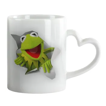 Kermit the frog, Mug heart handle, ceramic, 330ml