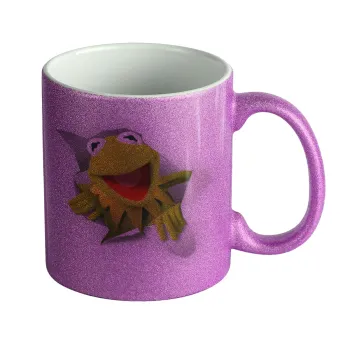 Kermit the frog, Κούπα Μωβ Glitter που γυαλίζει, κεραμική, 330ml