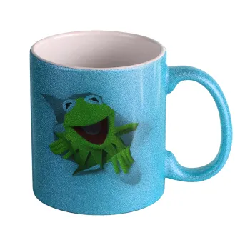 Kermit the frog, Κούπα Σιέλ Glitter που γυαλίζει, κεραμική, 330ml