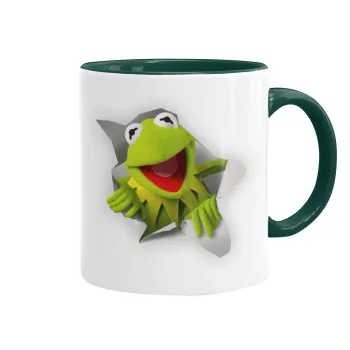 Kermit the frog, Κούπα χρωματιστή πράσινη, κεραμική, 330ml