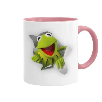 Kermit the frog, Mug colored pink, ceramic, 330ml