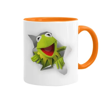 Kermit the frog, Mug colored orange, ceramic, 330ml