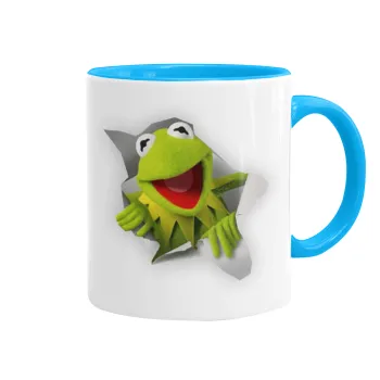 Kermit the frog, Κούπα χρωματιστή γαλάζια, κεραμική, 330ml