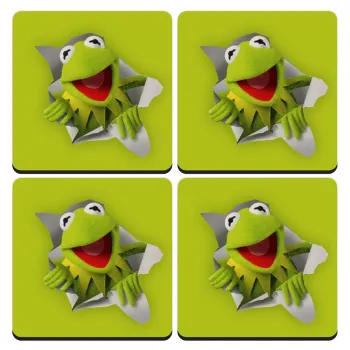 Kermit the frog, ΣΕΤ 4 Σουβέρ ξύλινα τετράγωνα (9cm)
