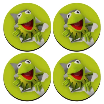Kermit the frog, ΣΕΤ 4 Σουβέρ ξύλινα στρογγυλά (9cm)