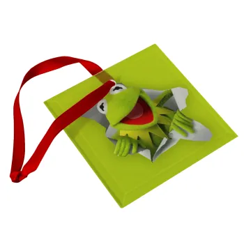 Kermit the frog, Στολίδι Χριστουγεννιάτικο στολίδι γυάλινο τετράγωνο 9x9cm
