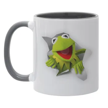 Kermit the frog, Mug colored grey, ceramic, 330ml