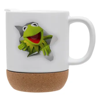 Kermit the frog, Κούπα, κεραμική με βάση φελού και καπάκι (ΜΑΤ), 330ml
