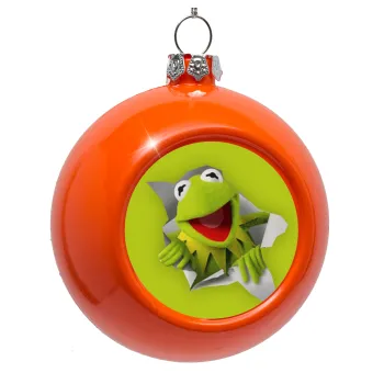 Kermit the frog, Orange Christmas tree ornament bauble 8cm