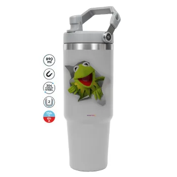 Kermit the frog, ΓΚΡΙ χρώματος Θερμός Ανοξείδωτο 890ml (30oz) με χερούλι