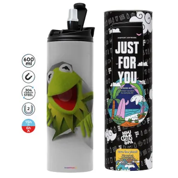 Kermit the frog, Tumbler ποτήρι θερμό ΓΚΡΙ από ανοξείδωτο ατσάλι 600ml