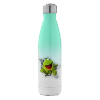 Kermit the frog, Μεταλλικό παγούρι θερμός Πράσινο/Λευκό (Stainless steel), διπλού τοιχώματος, 500ml