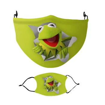 Kermit the frog, Μάσκα υφασμάτινη Ενηλίκων πολλαπλών στρώσεων με υποδοχή φίλτρου