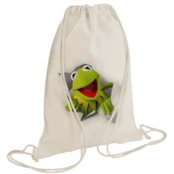 Kermit the frog, Backpack bag GYMBAG natural (28x40cm)