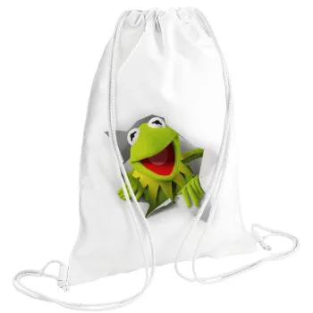 Kermit the frog, Τσάντα πλάτης πουγκί GYMBAG λευκή (28x40cm)