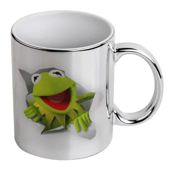 Kermit the frog, Mug ceramic, silver mirror, 330ml