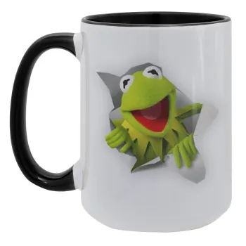 Kermit the frog, Κούπα Mega 15oz, κεραμική Μαύρη, 450ml
