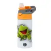 Παιδικό παγούρι θερμό, ανοξείδωτο, με καλαμάκι ασφαλείας, Πορτοκαλί/Γκρι (360ml) BPA-FREE