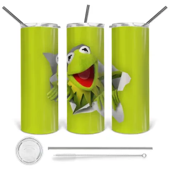 Kermit the frog, Tumbler stainless steel 600ml, with metal straw & cleaning brush