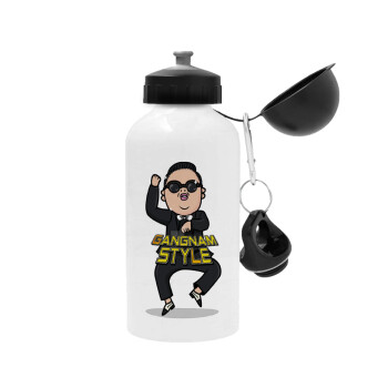 PSY - GANGNAM STYLE, Metal water bottle, White, aluminum 500ml