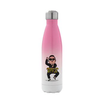 PSY - GANGNAM STYLE, Metal mug thermos Pink/White (Stainless steel), double wall, 500ml