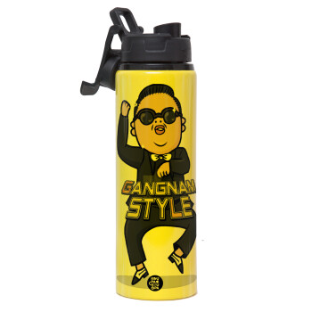 PSY - GANGNAM STYLE, Μεταλλικό παγούρι νερού με καπάκι ασφαλείας, αλουμινίου 850ml