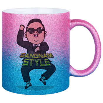 PSY - GANGNAM STYLE, Κούπα Χρυσή/Μπλε Glitter, κεραμική, 330ml