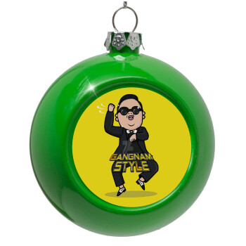 PSY - GANGNAM STYLE, Green Christmas tree ornament bauble 8cm