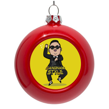 PSY - GANGNAM STYLE, Red Christmas tree ornament bauble 8cm