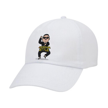 PSY - GANGNAM STYLE, Καπέλο Jockey baseball Λευκό (snapback, 5-φύλλο, unisex)
