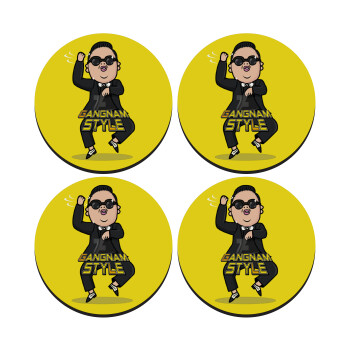PSY - GANGNAM STYLE, SET of 4 round wooden coasters (9cm)