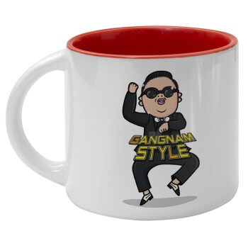 PSY - GANGNAM STYLE, Κούπα κεραμική 400ml Λευκή/Κόκκινη