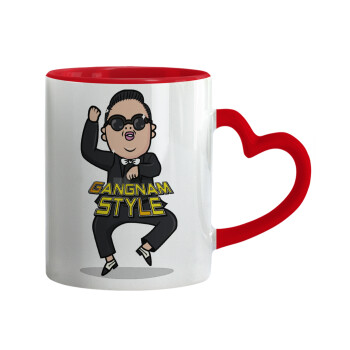 PSY - GANGNAM STYLE, Mug heart red handle, ceramic, 330ml