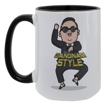 PSY - GANGNAM STYLE, Κούπα Mega 15oz, κεραμική Μαύρη, 450ml