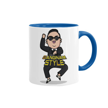 PSY - GANGNAM STYLE, Mug colored blue, ceramic, 330ml