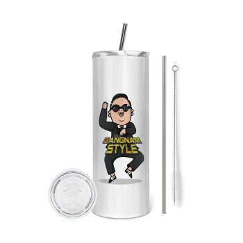 PSY - GANGNAM STYLE, Tumbler stainless steel 600ml, with metal straw & cleaning brush