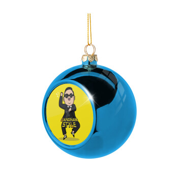 PSY - GANGNAM STYLE, Χριστουγεννιάτικη μπάλα δένδρου Μπλε 8cm