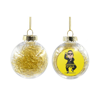 PSY - GANGNAM STYLE, Transparent Christmas tree ball ornament with gold filling 8cm